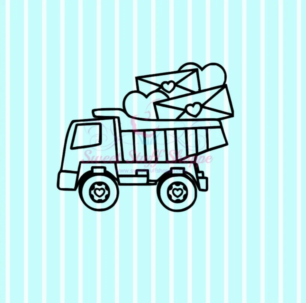VALENTINE TRUCK PYO, Silk Screen, Cutter Available, Cookie Silk Screen, Cookie Stencil, Mesh Stencil, Custom Silk Screen