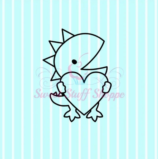 VALENTINE DINO PYO, Matching Cutter Available, Silk Screen, Cookie Silk Screen, Silk Screen Cookie Stencil, Cookie Stencil,