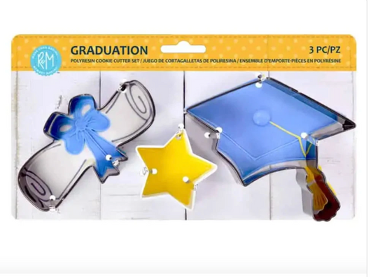 GRADUATION 3 Piece Color Cookie Cutter Set